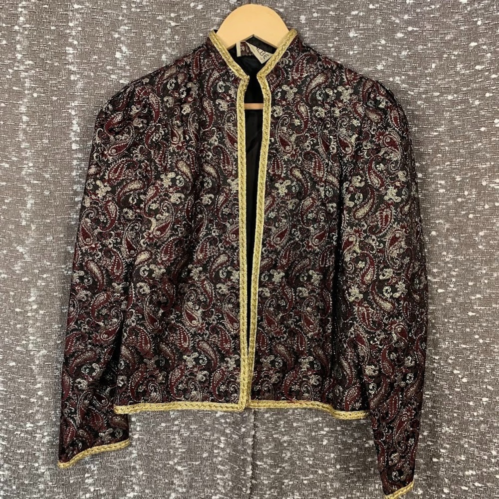 Vintage Malbe Embroidered Tapestry Paisley Blazer Jacket Union Made Womens 11/12 - Picture 1 of 9